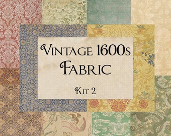 Digital Printable Vintage  Old Antique 1600s Fabrics  Kit 2 - 300 dpi 8.5x11