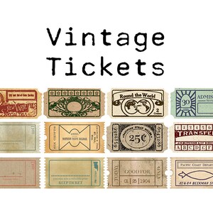 Digital Vintage Ticket Ephemera Collage Sheet