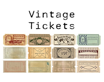 Digital Vintage Ticket Ephemera Collage Sheet