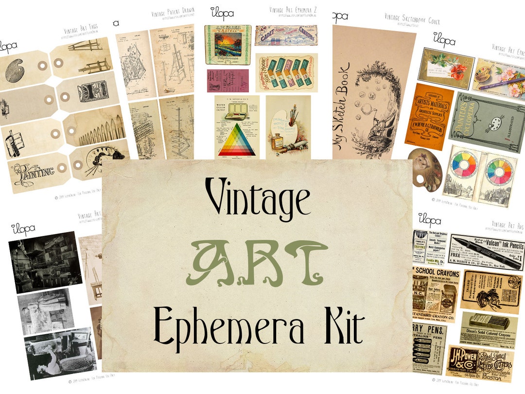 Printable Vintage Ephemera Art Painting Collage Sheet Instant Download ...