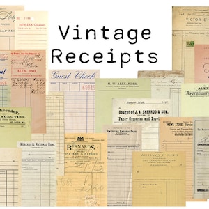 Le ricevute dell'annata digitale stampabile Ephemera Vintage Guest Check