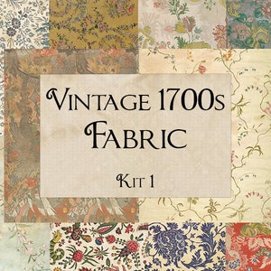 Digitale afdrukbare Vintage oude antieke jaren 1700 stoffen Kit 1 - 300 dpi 8,5x11
