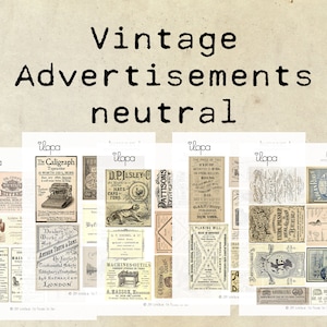 Folha de colagem de coisas efêmeras para impressão de anúncio vintage digital