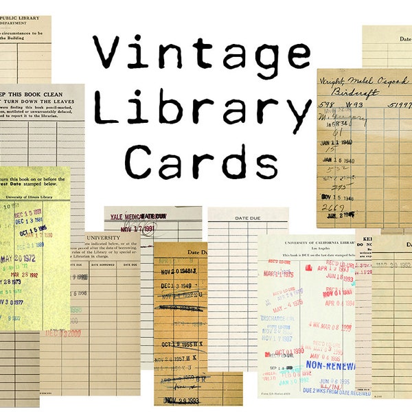 Digital Vintage Library Card Ephemera