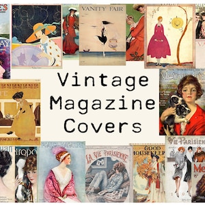 Digital Vintage Magazine Covers Ephemera Collage Sheet