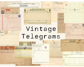 Digital Vintage Telegrams Ephemera Collage Sheet