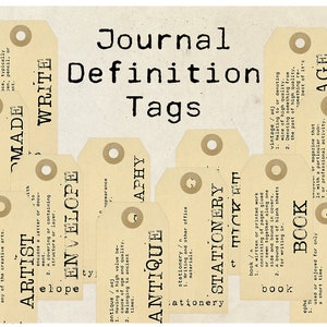 Digital Vintage Journal Definition Tags, vintage Ephemera, printable Tags, Geschenkanhänger, Junk Journal Verschönerung