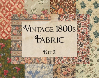 Digital Printable Vintage  Old Antique 1800s Fabrics  Kit 2 - 300 dpi 8.5x11