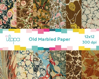 Digital Old Vintage Marbled Paper 300 dpi 12x12