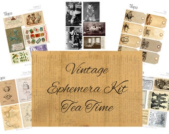 Digital Vintage Ephemera Kit - Teatime