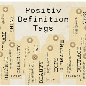 Etiquetas de definición de Positiv vintage digital, efemérides vintage, etiquetas imprimibles, etiquetas de regalo, adorno de Junk Journal