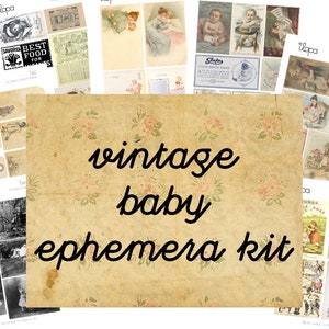 Imprimable éphémères Vintage bébé Collage feuille Téléchargement instantané