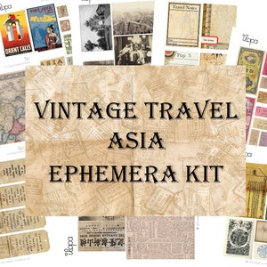 Digital Vintage Ephemera Kit - Travel Asia