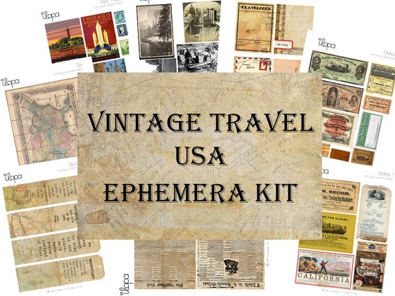 Download Digital Vintage Ephemera Kit Travel Usa Etsy