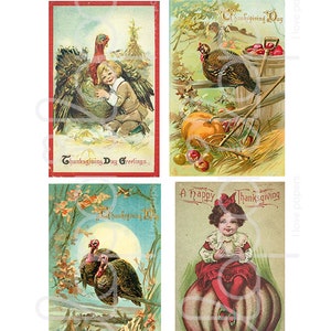 Digital Vintage Thanksgiving Greeting Cards Printable Collage Sheets - Etsy
