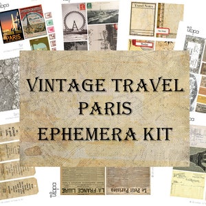 Digitale Vintage Ephemera Kit - reizen Parijs