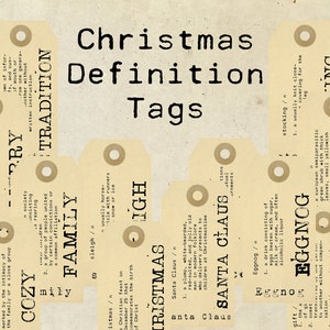 Digital Vintage Christmas Definition Tags Ephemera