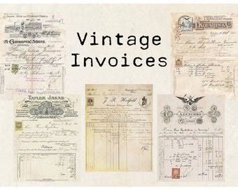 Digital Vintage Invoices Printable Ephemera