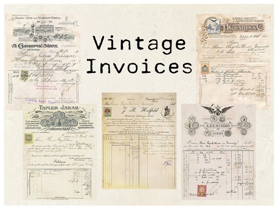 Digital Vintage Invoices Printable Ephemera