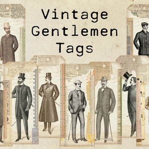 Afdrukbare Vintage heren Tags collage blad