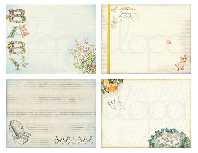 Printable Vintage Journal Kit - Baby Boy, Baby Ephemera, Printable Journal, Diary, Collage Sheet ...