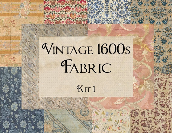 Digital Printable Vintage Old Antique 1600s Fabrics Kit 1 | Etsy