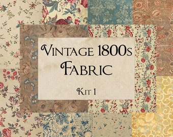 Digital Printable Vintage  Old Antique 1800s Fabrics  Kit 1 - 300 dpi 8.5x11