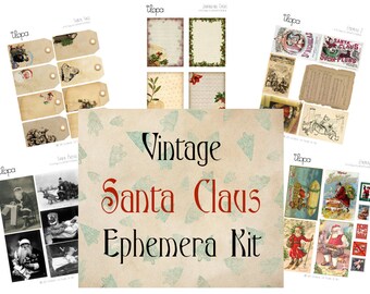 Digital Vintage Christmas Ephemera Kit - Vintage Santa Claus