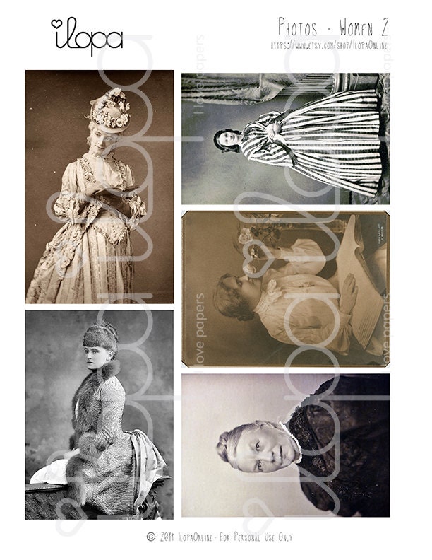 Digital Vintage Photographs of Women Ephemera Collage Sheet Instant ...