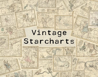 Digital Vintage Star Charts Collage Sheet