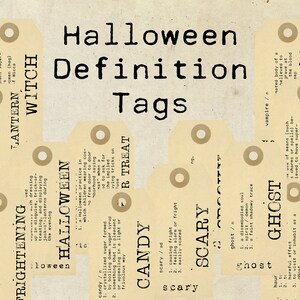 Digital Vintage Halloween Definition Tags Ephemera