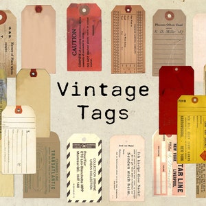 Foglio Collage di etichette digitali Vintage