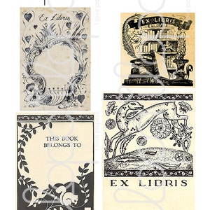 Digital Vintage Ex Libris Label Bookplate Cards Ephemera - Etsy