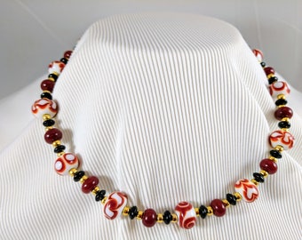 Variations in Red Lampwork Beaded Necklace