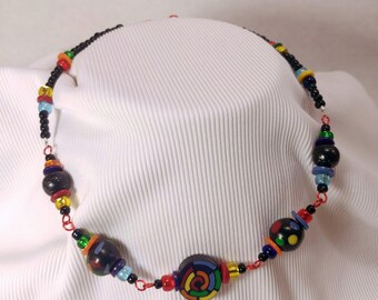 Polymer Clay Rainbow Spiral Necklace