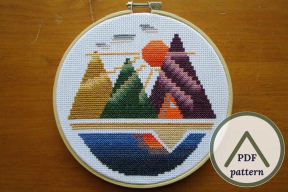 Camping Modern Cross Stitch Pattern Instant Download PDF Etsy Canada Free pattern for cross stitch
