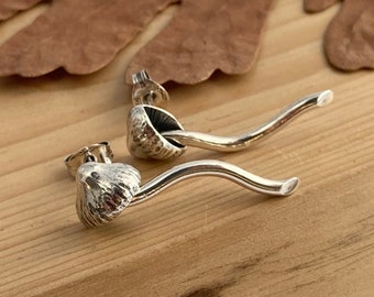 Mushroom Earrings Handmade in Sterling Silver - Magical Mushroom - Fungi Jewellery - Inspired By Nature - UK Hallmark -