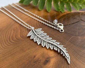 Silver Fern Leaf Pendant - Crafted by Hand in Sterling Silver - Silversmith Jewellery Inspired By Nature - Artisan Made UK - Hallmarked Gift