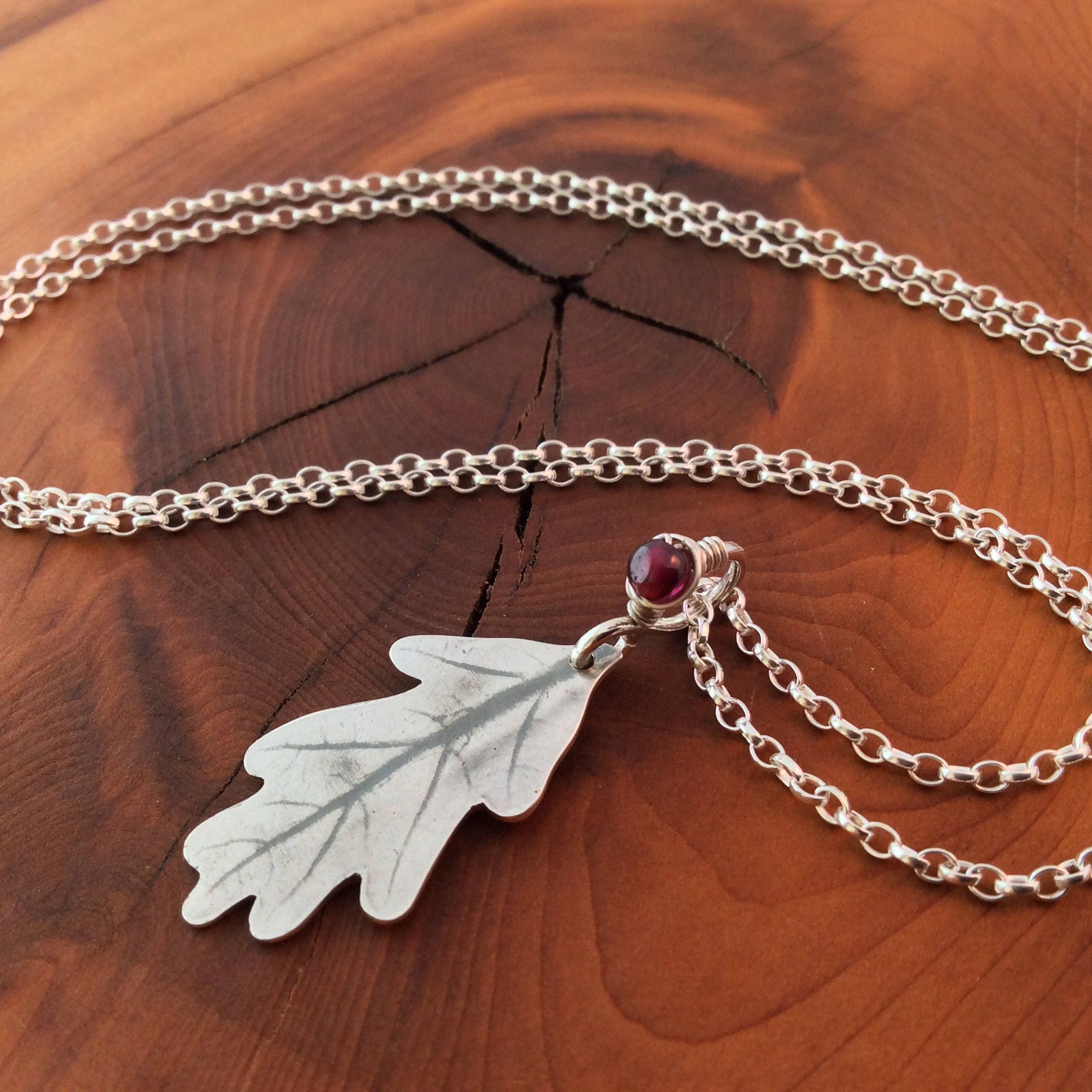 Oak Leaf Pendant Sterling Silver Leaf Necklace Etsy