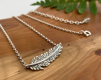 Tiny Fern Necklace - Handcrafted in Sterling Silver - Inspired by Nature Jewellery - Birthday Gift - Silver Anniversary - Hallmarked UK