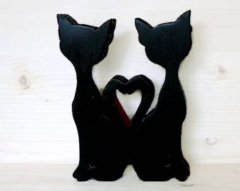 Black wooden cats-wooden furniture-home decor-gift idea