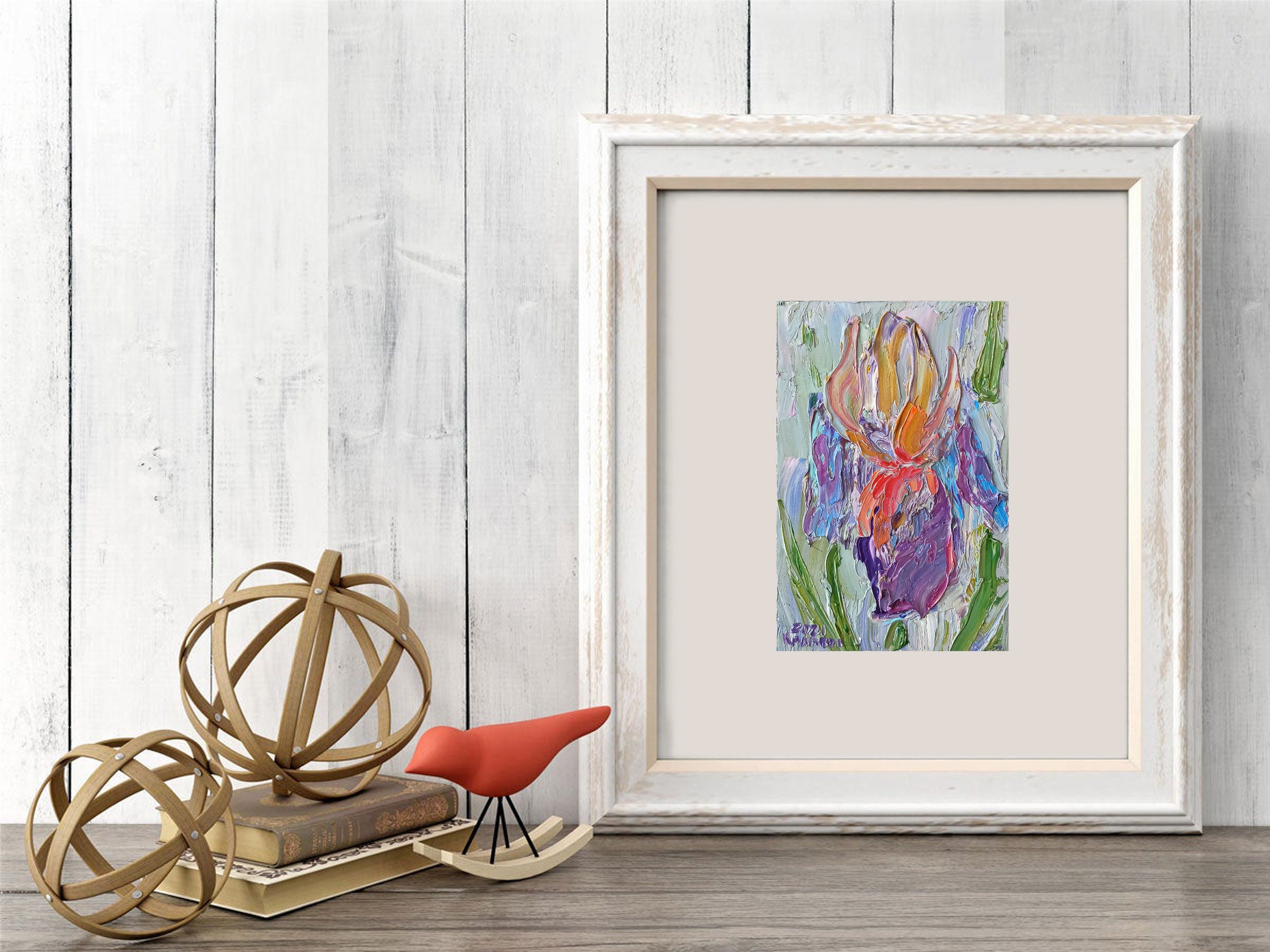 Iris Painting Flower Art Iris Wall Art Impasto Painting Etsy