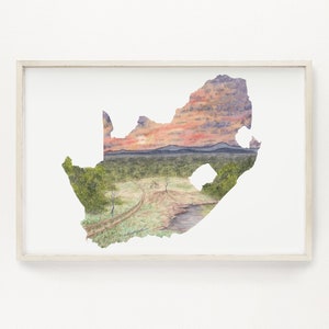 South Africa Watercolor Print, South Africa Art, South Africa Painting, Kruger National Park, African Bush, Safari Souvenir