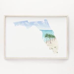 Aquarelle de Floride, Art de l'État de Floride, impression de carte de Floride, cadeau de Floride, souvenir de Floride, peinture de plage de Floride, art mural océan
