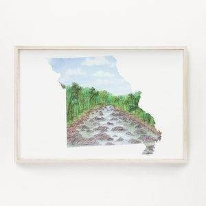 Missouri aquarel schilderen, Missouri State Art, Home State Print, Missouri Gift, Missouri Art Print, Missouri unieke bruiloft gastenboek