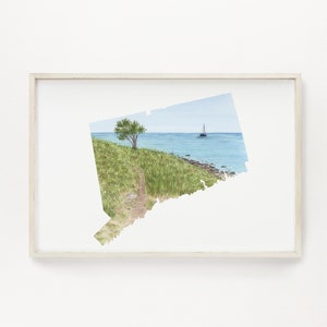 Aquarell Print, Aquarell Print, Karte von Connecticut, Karte von Kanada, Geschenk für Hochzeiten, einzigartiges Hochzeitsgeschenk