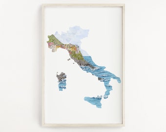 Italy Watercolor Print, Italy Art, Italy Painting, Cinque Terre, Italy Gift idea, Italy Souvenir, Country of Italy