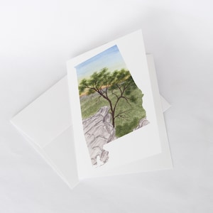 Carte de vœux de l’Alabama, carte d’État d’origine aquarelle, cadeau d’État, carte unique, carte vierge, souvenir de l’Alabama, cadeau de l’Alabama, souvenir de l’État