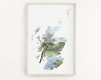 Impression aquarelle d&#39;Écosse, art écossais, peinture d&#39;Écosse, château de Kilchurn, Highlands d&#39;Écosse, idée cadeau Écosse, souvenir d&#39;Écosse