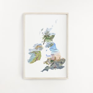 British & Irish Isles Watercolor Print, British and Irish Isles Painting, Ireland, Northern Ireland, England, Scotland, Wales, Isles Print